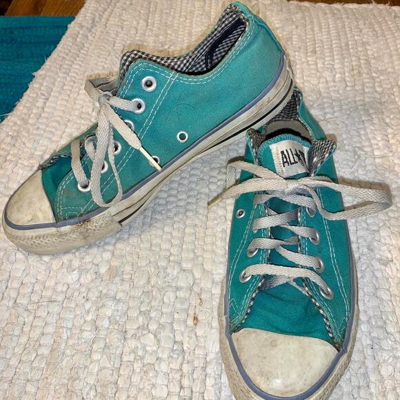 VINTAGE MADE IN USA CONVERSE CHUCK TAYLOR SNEAKERS TURQUOISE MEN 5 WOMEN 7 - Picture 1 of 4